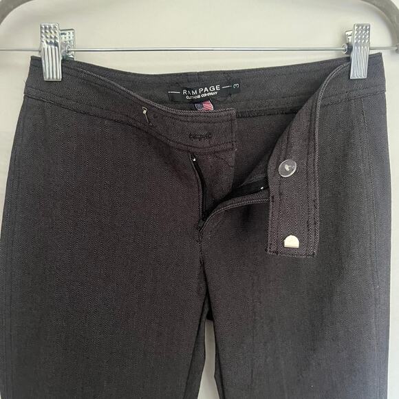 Vtg Rampage Y2K Bootcut Trouser Pants 3 Indie Vtg Low Rise Stretch Chevron USA - Picture 3 of 11